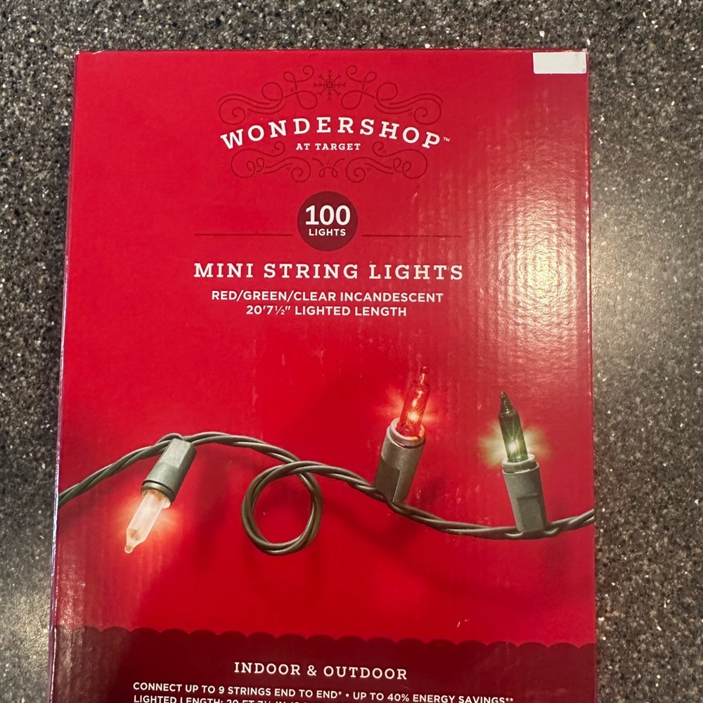 Christmas Lights- Wondershop Clear, Red and Green Mini String Lights